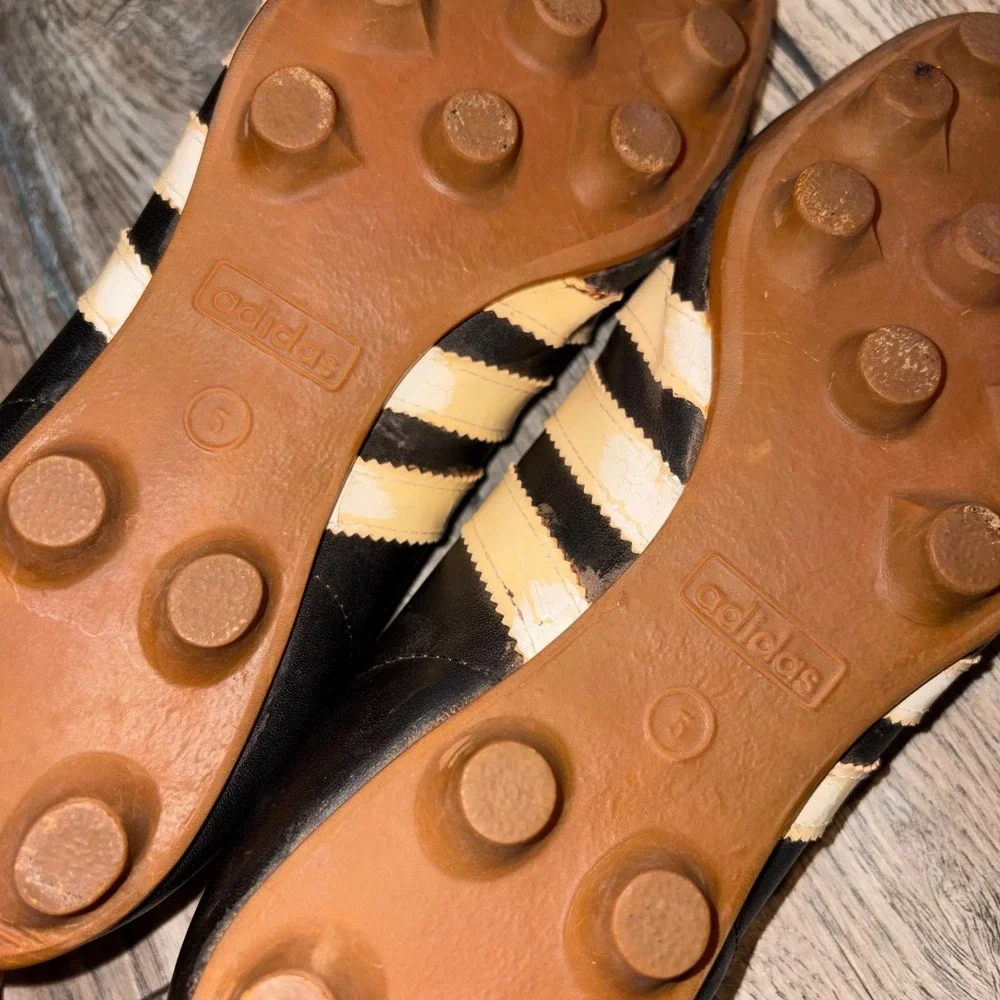 Vintage 70s Adidas Superlight Soccer Cleats Black Leather West Germany 5 Rare